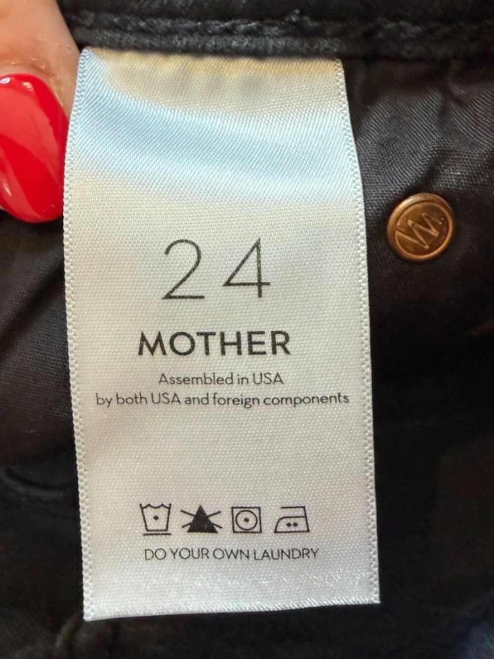 MOTHER Mid-Rise Dazzler Ankle Jeans Black 24